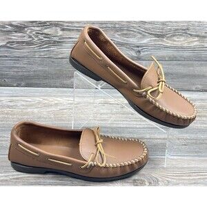 Minnetonka Camp Moc Moccasin Loafers Men 11 Brown Leather Casual Slip-on Shoes